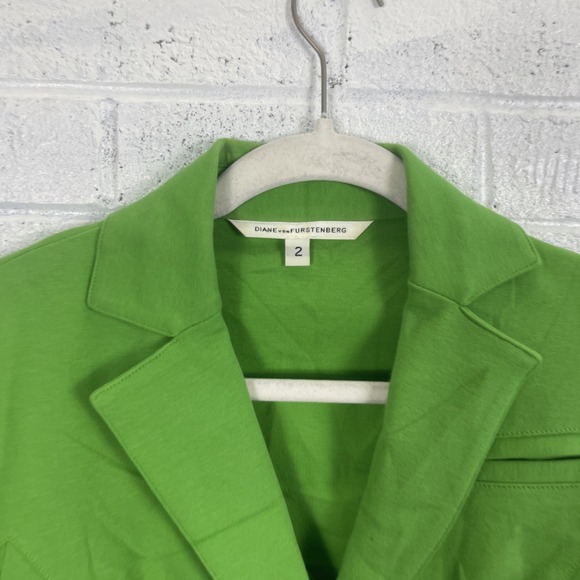Diane Von Furstenberg Green Topher Blazer Womens Size 2 Ponte Career Office - Picture 3 of 10